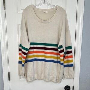 Hyped Unicorn oversized knit sweater rainbow stripes size large